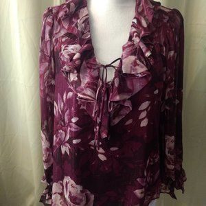 Wine blouse with metallic